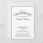 Chique klasse van zwart wit embleem afstudeerfeest kaart (Achterkant)