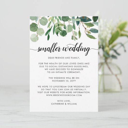 Chique Kleine Trouwdatum Downsize Wijzigingsplanne Aankondiging (Staand voorkant)