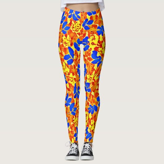 Chique kleur burst foliage patroon leggings (Voorkant)