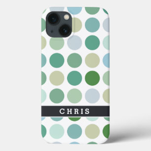 Chique kleurrijk groen stippenpatroon monogram Case-Mate iPhone case