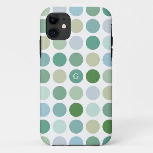 Chique kleurrijk groen stippenpatroon monogram Case-Mate iPhone case