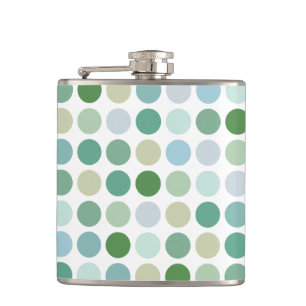 Chique kleurrijk groen stippenpatroon monogram heupfles