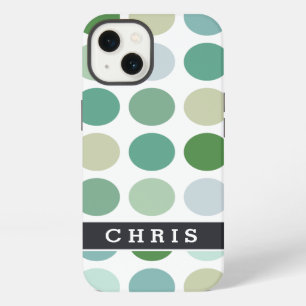 Chique kleurrijk groen stippenpatroon monogram iPhone 13 hoesje