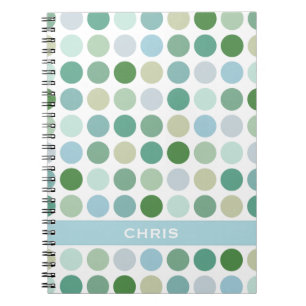 Chique kleurrijk groen stippenpatroon monogram notitieboek