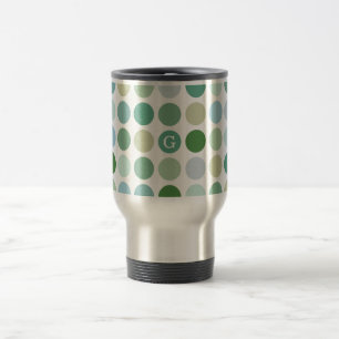 Chique kleurrijk groen stippenpatroon monogram reisbeker