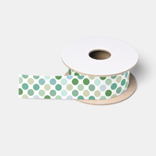 Chique kleurrijk groen stippenpatroon monogram satijnen lint