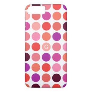 Chique kleurrijk stippenpatroon met monogram iPhone 8/7 plus hoesje
