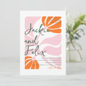 Chique kleurrijke Abstracte bloemenretro bruiloft Kaart (Staand voorkant)