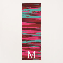 Chique Kleurrijke Abstracte Rode & Roze Monogram Yogamat
