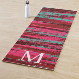 Chique Kleurrijke Abstracte Rode & Roze Monogram Yogamat