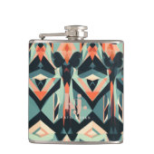 Chique kleurrijke Abstracte strepen monogram Heupfles (Voorkant)