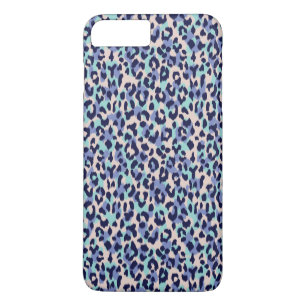Chique kleurrijke blauwe beige cheetah print monog Case-Mate iPhone case