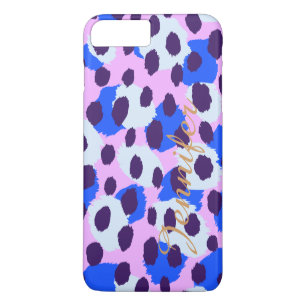 Chique kleurrijke blauwe groene cheetah print mono 	iPhone 8/7 plus hoesje