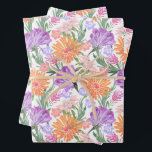 Chique kleurrijke bloemen inpakpapier vel<br><div class="desc">Chique oranje,  roze en paarse bloemen met elegante groene bladeren,  dit inpakpapier is perfect voor elke cadeau-gelegenheid - ideaal voor bruiloften,  bruidsmeisjesfeesten,  verjaardagen en babyfeesten.</div>