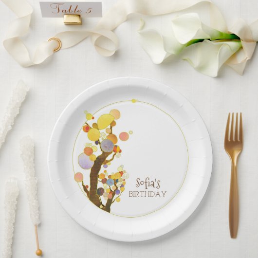 Chique kleurrijke bomen verjaardagsfeestje papieren bordje (Huwelijk)