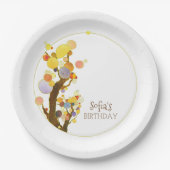 Chique kleurrijke bomen verjaardagsfeestje papieren bordje (Voorkant)