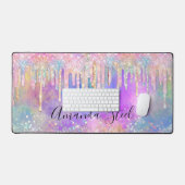 Chique kleurrijke eenhoorn druppelen glitter bureaumat (Keyboard & Muis)