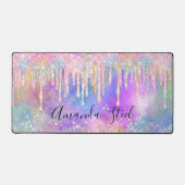 Chique kleurrijke eenhoorn druppelen glitter bureaumat (Voorkant)