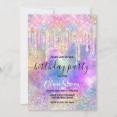 Chique kleurrijke eenhoorn druppelen glitter kaart (Voorkant)