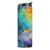 Chique kleurrijke faux goud glitter marmering mono thermosbeker (Gedraaid links)