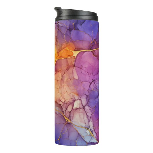 Chique kleurrijke faux goud glitter marmering mono thermosbeker (Geroteerd rechts)