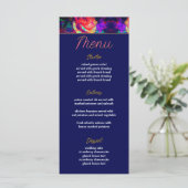 Chique kleurrijke heldere bloemen bruiloft menu (Staand voorkant)