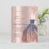 Chique kleurrijke jurk, Roos gouden druppels quinc Kaart (Staand voorkant)