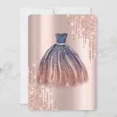 Chique kleurrijke jurk, Roos gouden druppels quinc Kaart (Achterkant)