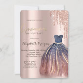 Chique kleurrijke jurk, Roos gouden druppels quinc Kaart (Voorkant)