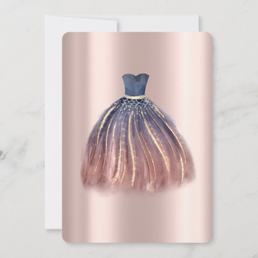 Chique kleurrijke jurk, Roos goudzoet 16 Kaart (Achterkant)