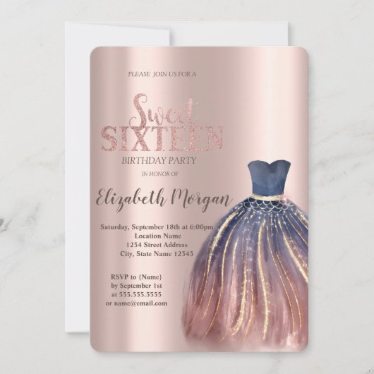 Chique kleurrijke jurk, Roos goudzoet 16 Kaart (Voorkant)