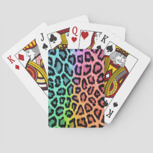Chique kleurrijke luipaard patroon pokerkaarten