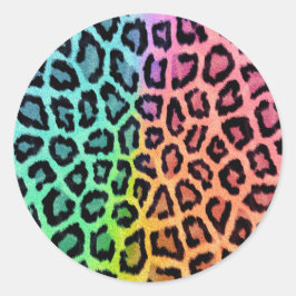 Chique kleurrijke luipaard patroon ronde sticker