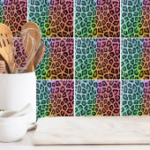 Chique kleurrijke luipaard patroon tegeltje