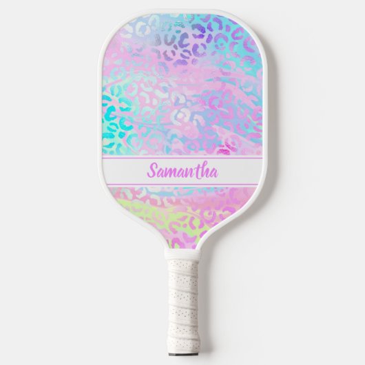 Chique Kleurrijke Luipaardprint Persoonlijk Pickleball Paddle (Voorkant)