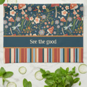 Chique kleurrijke paddenstoel aangepaste naam cita theedoek (Gevouwen)