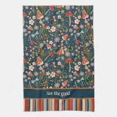 Chique kleurrijke paddenstoel aangepaste naam cita theedoek (Verticaal)