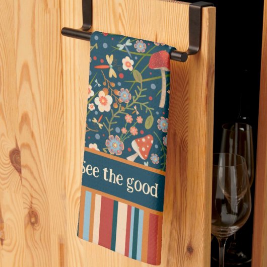 Chique kleurrijke paddenstoel aangepaste naam cita theedoek