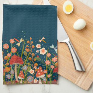 Chique Kleurrijke Paddestoel Custom Naam Stijlvol Theedoek