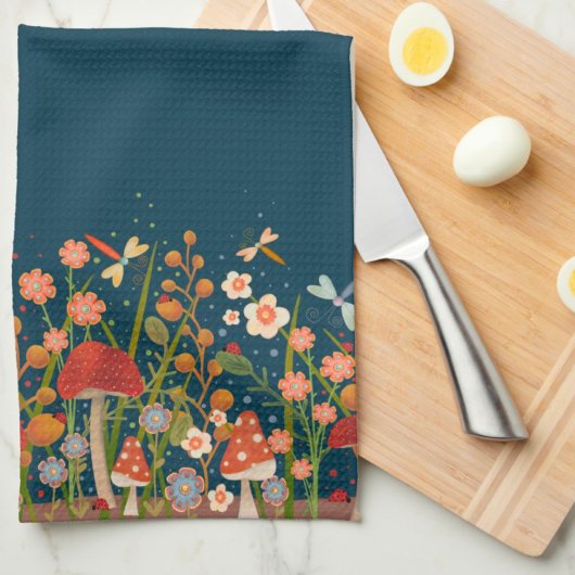 Chique Kleurrijke Paddestoel Custom Naam Stijlvol Theedoek