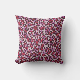Chique kleurrijke rode paarse cheetah print patroo kussen