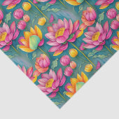 Chique kleurrijke roze lotus bloem botanische groe tissuepapier (Detail)