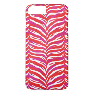 Chique kleurrijke roze rode witte zebraprint monog Case-Mate iPhone case