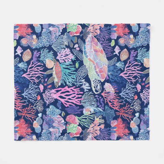 Chique kleurrijke schildpad fleece deken (Voorkant (Horizontaal))