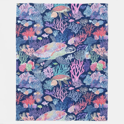 Chique kleurrijke schildpad fleece deken (Voorkant)