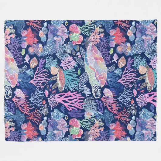 Chique kleurrijke schildpad fleece deken (Voorkant (Horizontaal))