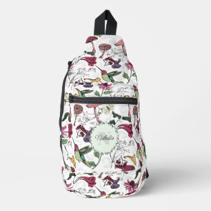Chique kleurrijke tuin kolibrie bloemenslinger tas