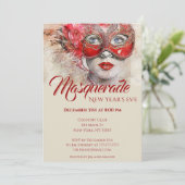 Chique kleurrijke uitnodiging voor masqueradefeest (Staand voorkant)