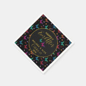 Chique kleurrijke vlinders op zwarte bruiloft servetten (Hoek)