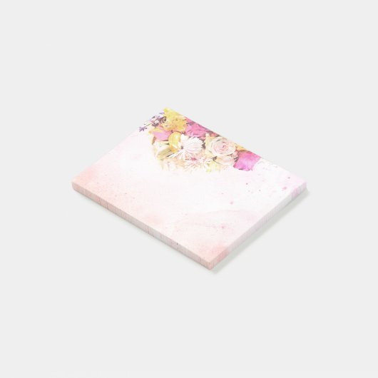 Chique Kleurrijke Waterverf Bloemen Botanische Bru Post-it® Notes (Schuin)